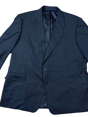 Hickey Freeman Boardroom Suit Mens 50R Loro Piana Navy Windowpane 44x30 USA